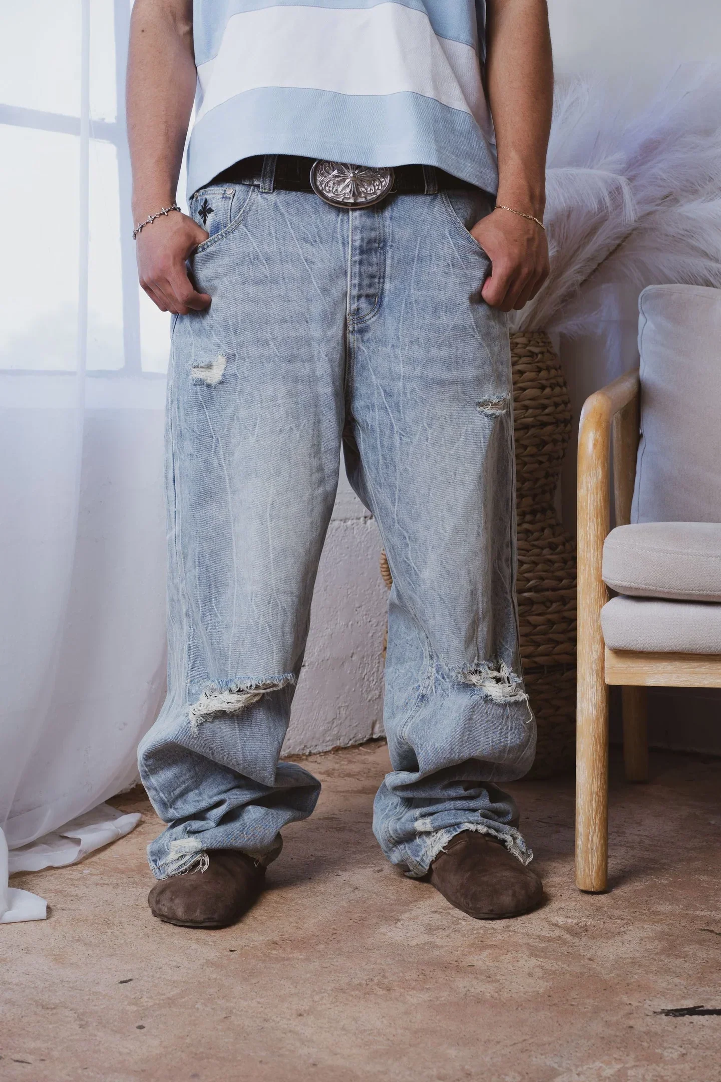 Werighyeouss Thrashed Baggy Denim Werighyeouss Thrashed Baggy Denim